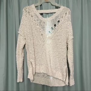 Hollister Knit Ivory Distressed Oversized Sweater